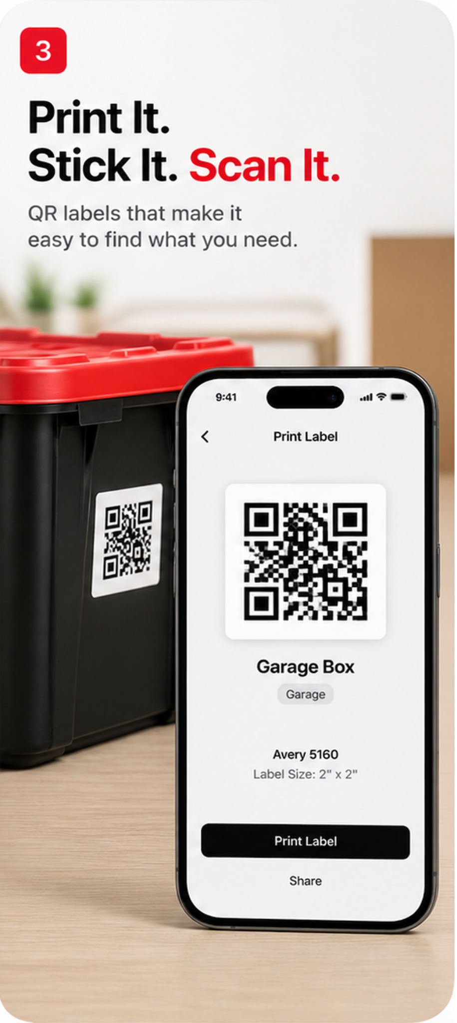 Print QR labels in What's in That Box